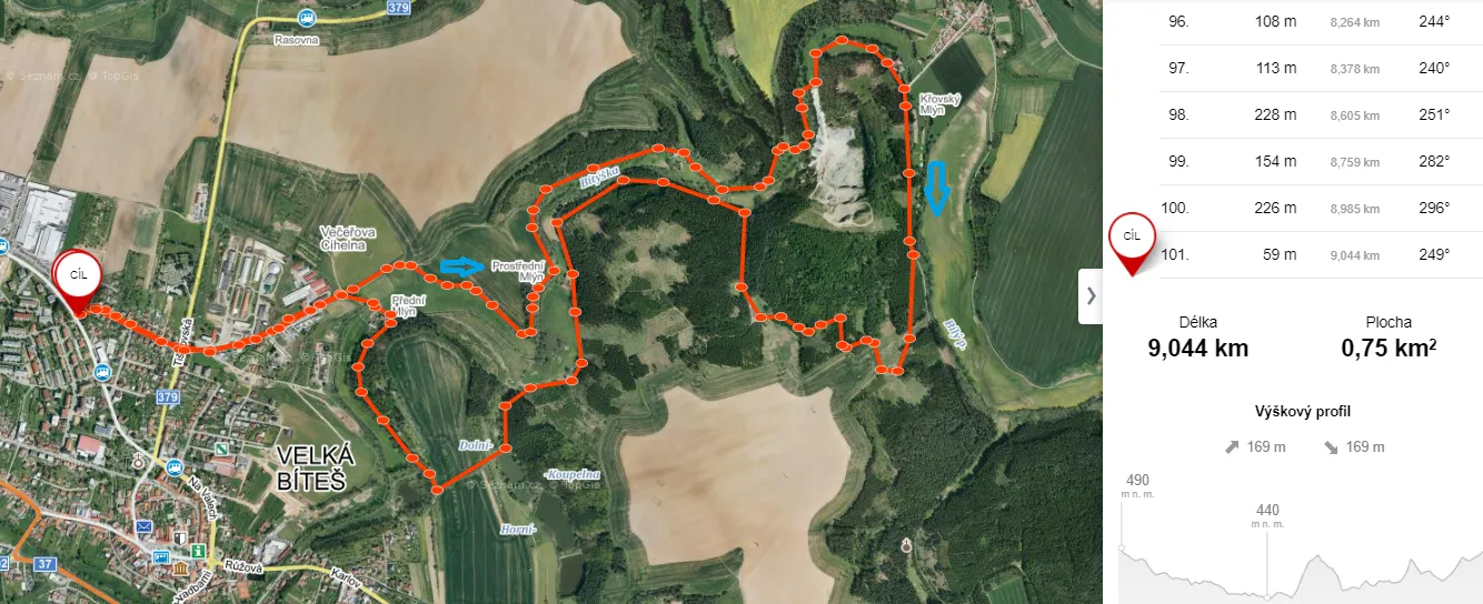 mapa závodu