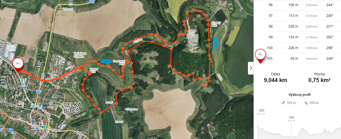 mapa závodu
